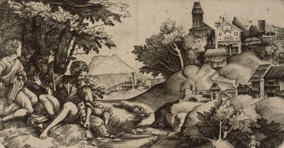 Concert by a Brook by Domenico Campagnola